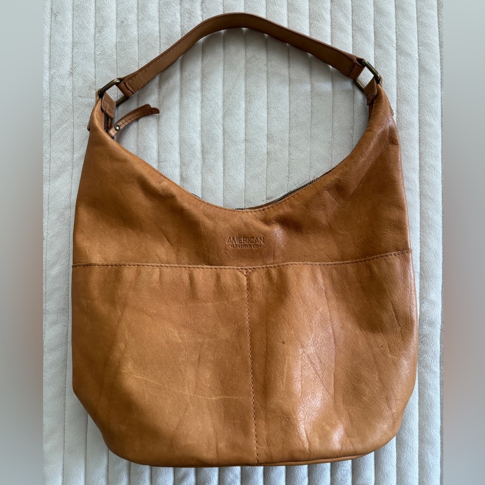 American Leather Co. Hobo Bucket Bag in tan leather